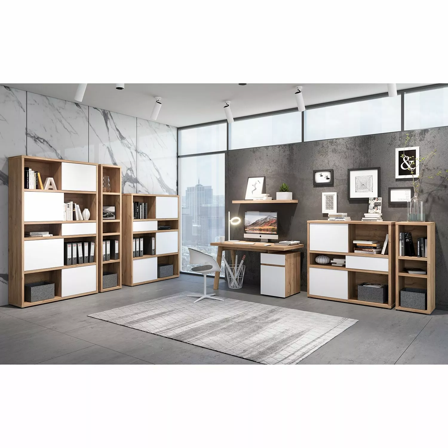 Fredriks Regal Rya II - Balkeneiche Dekor - Höhe: 113 cm 7 Fredriks Regal Rya II - Balkeneiche Dekor - Höhe: 113 cm – Bild 5