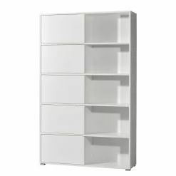 Schiebetürenregal Mingle I - Weiß / Eiche Sonoma Dekor -Büromöbel Verkäufe schiebetuerenregal mingle i weiss eiche sonoma dekor 5029092