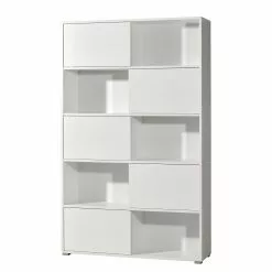 Schiebetürenregal Mingle I - Weiß / Eiche Sonoma Dekor -Büromöbel Verkäufe schiebetuerenregal mingle i weiss eiche sonoma dekor 5029104