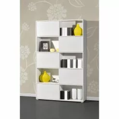 Schiebetürenregal Mingle I - Weiß / Eiche Sonoma Dekor -Büromöbel Verkäufe schiebetuerenregal mingle i weiss eiche sonoma dekor 5029128