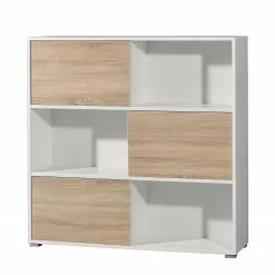 Germania Schiebetürenregal Mingle II - Weiß/Eiche Sonoma Dekor -Büromöbel Verkäufe schiebetuerenregal mingle ii weiss eiche sonoma dekor 5029176