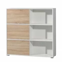 Germania Schiebetürenregal Mingle II - Weiß/Eiche Sonoma Dekor -Büromöbel Verkäufe schiebetuerenregal mingle ii weiss eiche sonoma dekor 5029180
