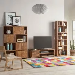 Ars Natura Bücherregal Trangle - Sheesham Massiv -Büromöbel Verkäufe schiebetuerenregal trangle sheesham massiv 4219072