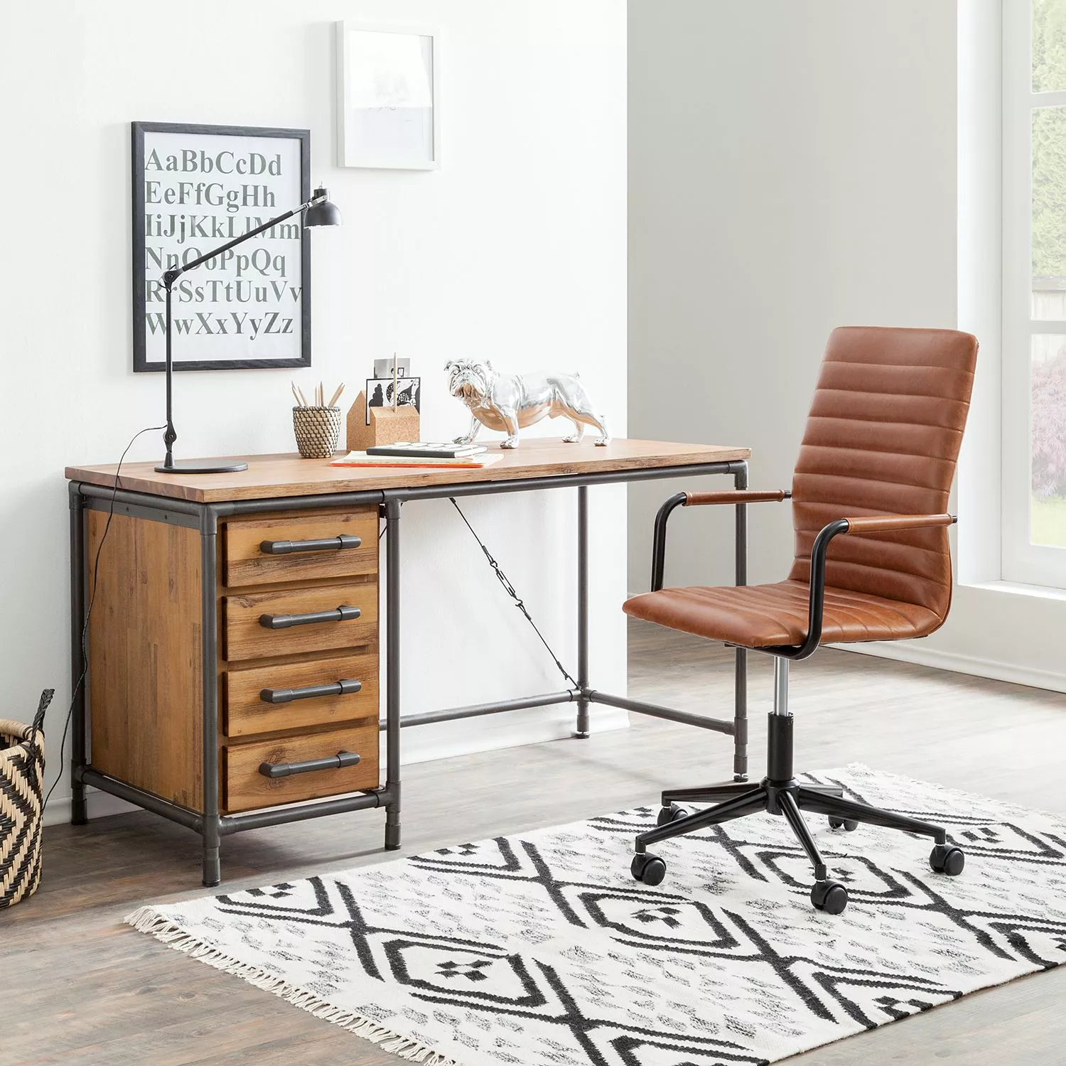 Ars manufacti Schreibtisch Atelier - Akazie teilmassiv / Metall - Akazie / Schwarz 6 Ars manufacti Schreibtisch Atelier - Akazie teilmassiv / Metall - Akazie / Schwarz – Bild 4