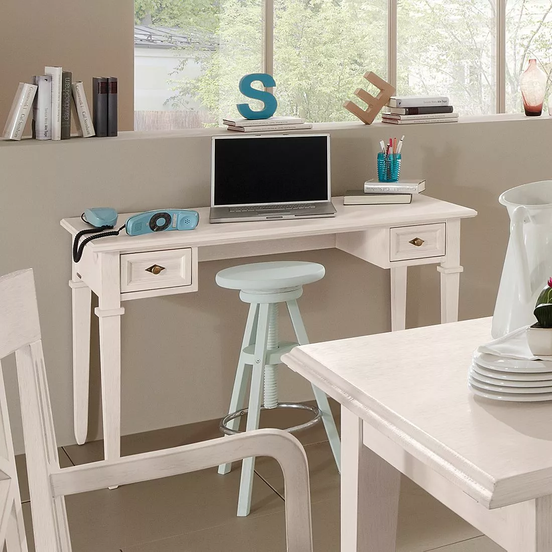 Ridgevalley Schreibtisch La Carlotta - Pinie massiv - Creme 4 Ridgevalley Schreibtisch La Carlotta - Pinie massiv - Creme – Bild 2