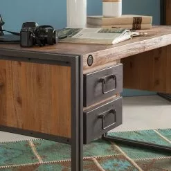 Ars manufacti Schreibtisch Manchester II - Akazie massiv/Metall -Büromöbel Verkäufe schreibtisch manchester ii akazie massiv metall 4875908