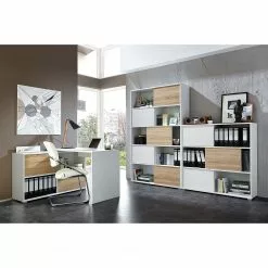 Germania Schreibtisch Mingle - Weiß/Eiche Sonoma Dekor -Büromöbel Verkäufe schreibtisch mingle weiss eiche sonoma dekor 5029300