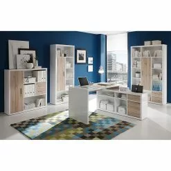 Loftscape Schreibtisch Nestor - Hochglanz Weiß/Eiche San Remo Dekor -Büromöbel Verkäufe schreibtisch nestor hochglanz weiss eiche san remo dekor 415288