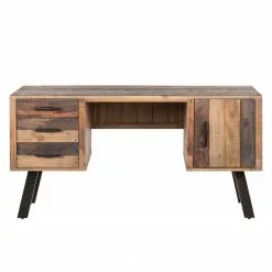 Ars manufacti Schreibtisch Tamati - Pinie massiv / Edelstahl - Pinie / Schwarz -Büromöbel Verkäufe schreibtisch tamati pinie massiv 4922228