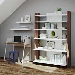 Temahome Schreibtisch Volga - Weiß / Walnuss -Büromöbel Verkäufe schreibtisch volga weiss walnuss 5009684