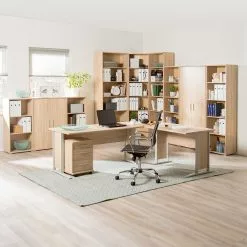 Home24office Schreibtischkombination Office Line - 4-teilig - Eiche Sonoma Dekor -Büromöbel Verkäufe schreibtischkombination office line 4 teilig eiche sonoma dekor 3146417