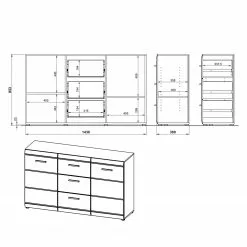 Germania Sideboard Adana - Hochglanz Weiß -Büromöbel Verkäufe sideboard adana hochglanz weiss 5162588
