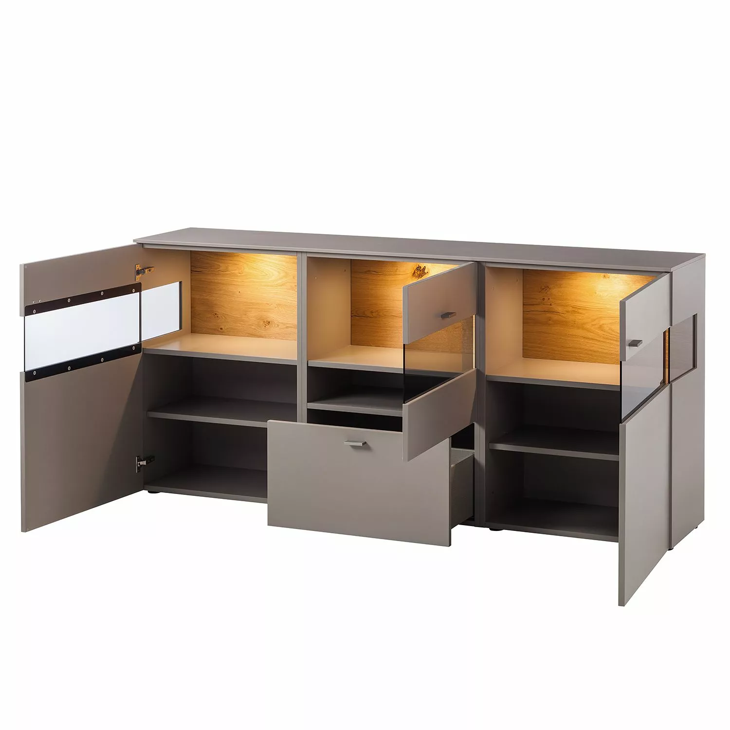 GWINNER Sideboard Anzio - Matt Fango / Balkeneiche - Mit Beleuchtung 6 GWINNER Sideboard Anzio - Matt Fango / Balkeneiche - Mit Beleuchtung – Bild 4