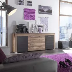 Trendteam Sideboard Bang - Nussbaum-Satin/Dunkelbraun-Touchwood Dekor -Büromöbel Verkäufe sideboard bang nussbaum satin absetzung dunkelbraun touchwood 1393138