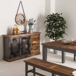 Ars manufacti Sideboard Hunter - Mango massiv / Metall - Mango / Blaugrau -Büromöbel Verkäufe sideboard hunter mango massiv metall mango blaugrau 4715576