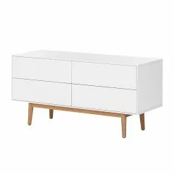 Mørteens Sideboard Lindholm V - Eiche teilmassiv - Weiß / Eiche