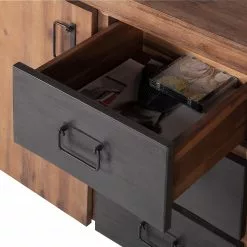 Ars manufacti Sideboard Manchester II - Akazie teilmassiv / Metall - Akazie / Anthrazit -Büromöbel Verkäufe sideboard manchester ii akazie massiv metall 4876156