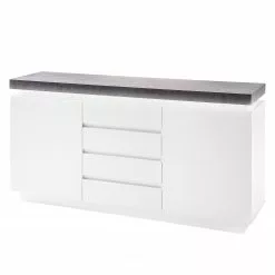 Fredriks Sideboard Namona I - Inkl. Beleuchtung - Weiß / Beton Dekor