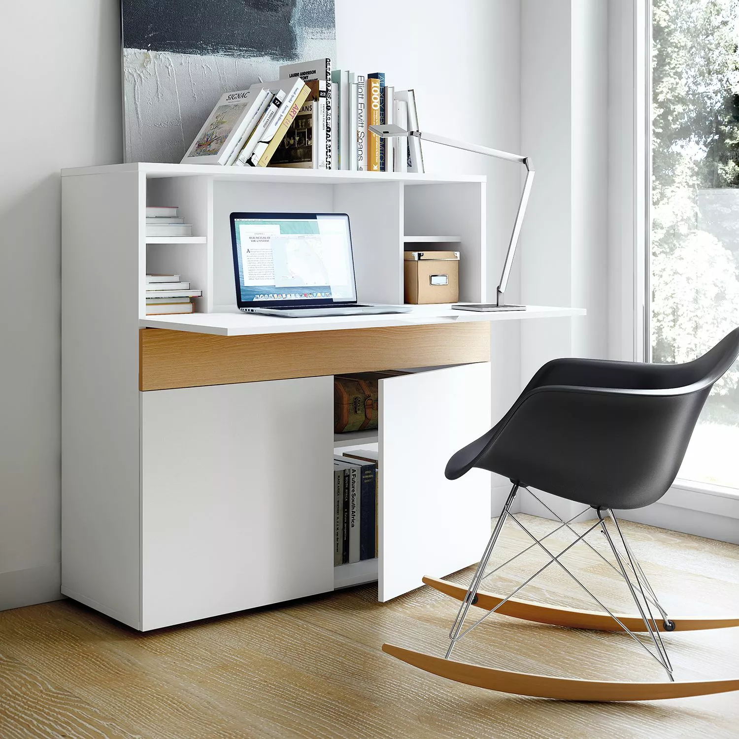 Temahome Sekretär Focus - Weiß / Eiche 4 Temahome Sekretär Focus - Weiß / Eiche – Bild 2