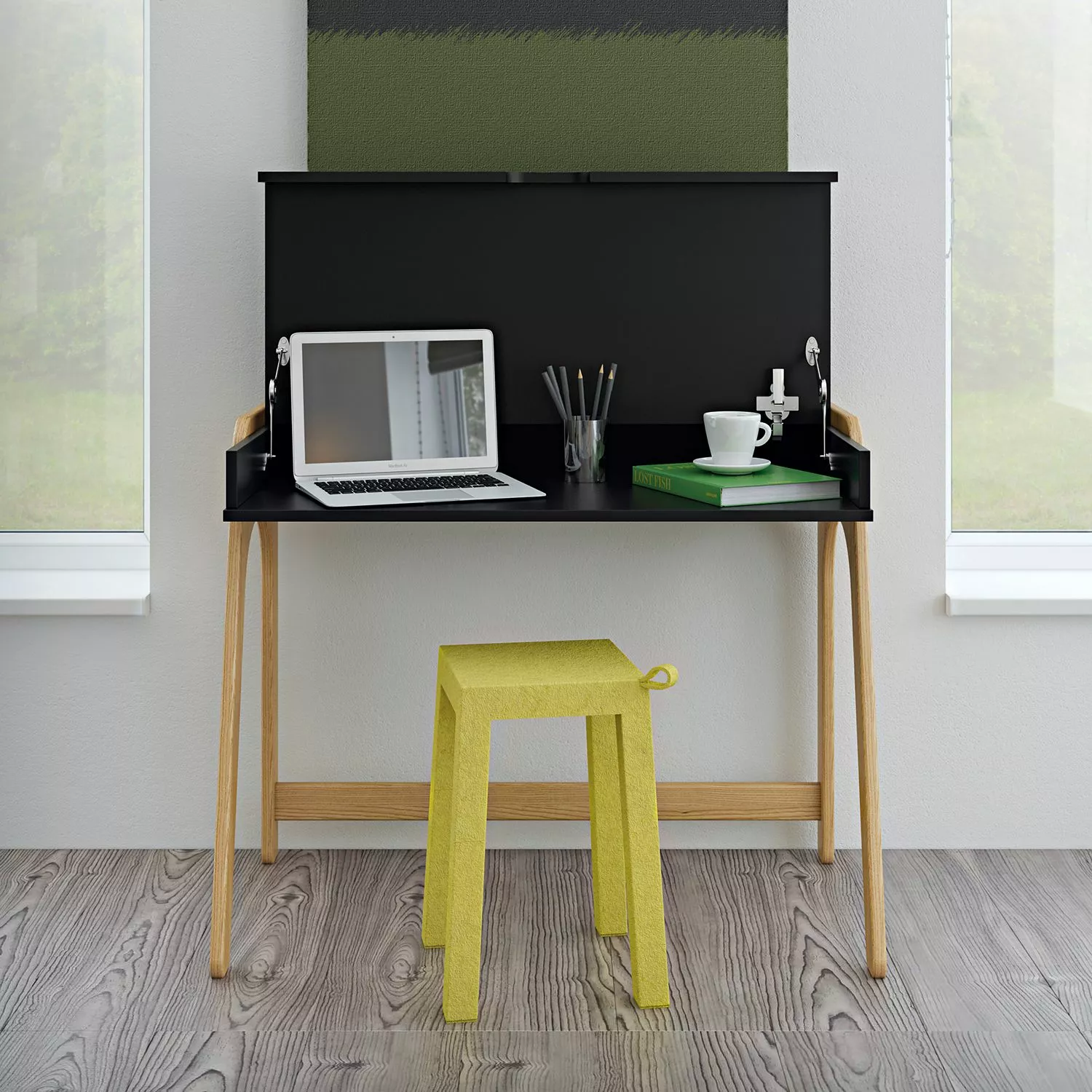 Temahome Schreibtisch Strömsund - Matt Schwarz / Eiche 6 Temahome Schreibtisch Strömsund - Matt Schwarz / Eiche – Bild 4
