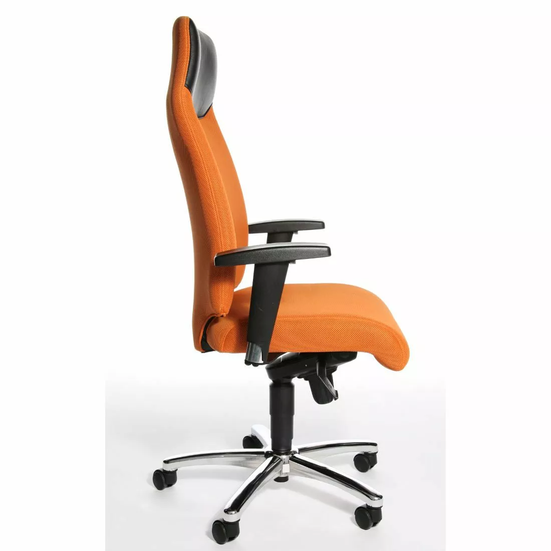 Topstar Chefsessel High Sit up - Webstoff / Echtleder - Orange / Schwarz 5 Topstar Chefsessel High Sit up - Webstoff / Echtleder - Orange / Schwarz – Bild 3